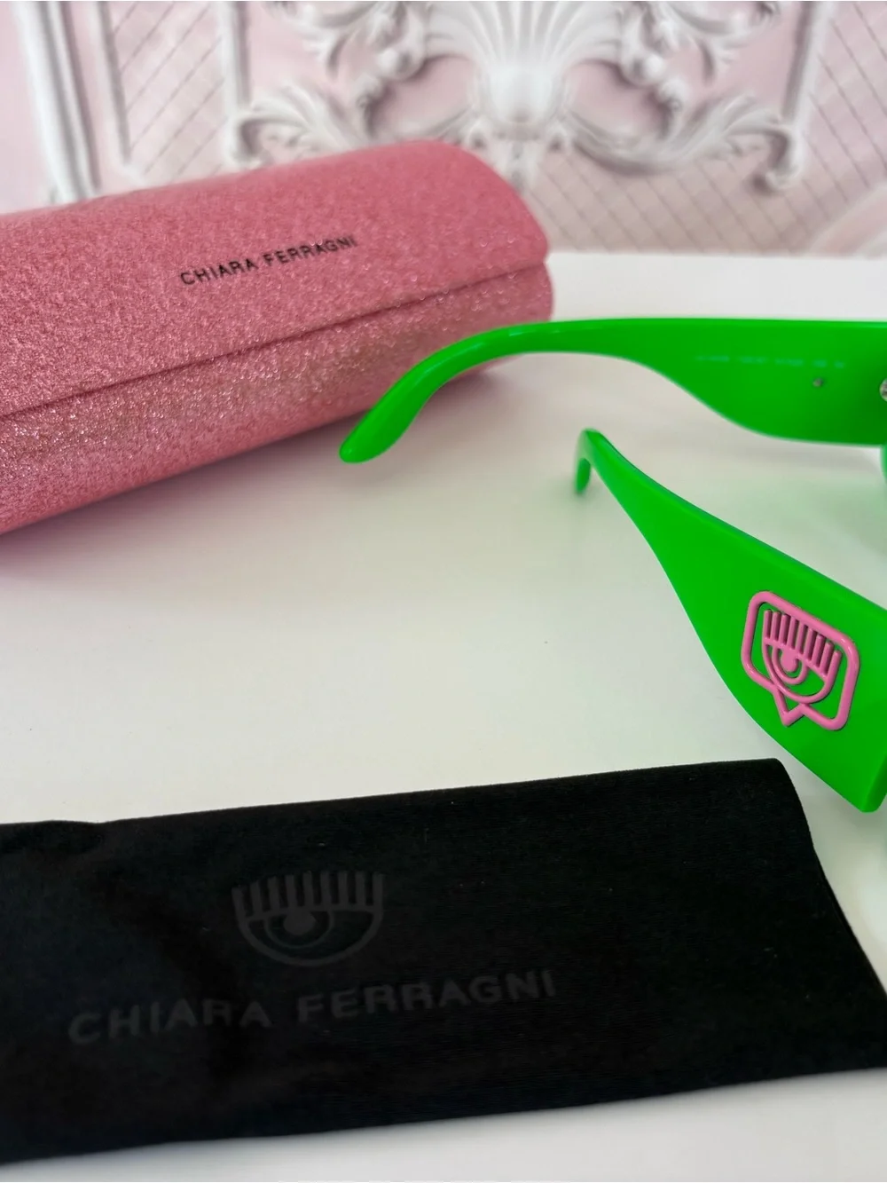 Chiara Ferragni Kids Bright Green Rectangular Sunglasses